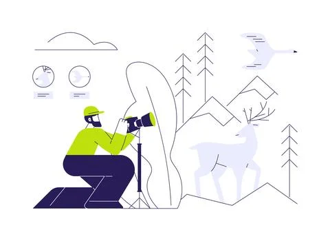 Monitoring animal population abstract concept vector illustration. Stock Illustration