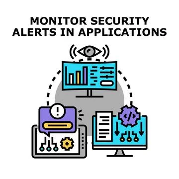 Monitoring application security alerts and vulnerabilities protecting data 库存插图