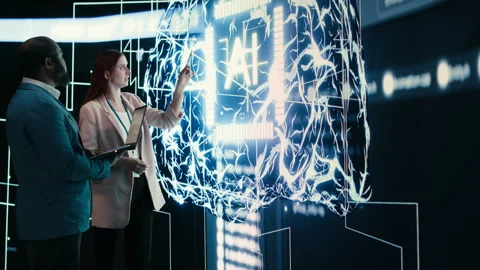 Monitoring artificial intelligence, laptop and team of engineers Stock Footage 330031316