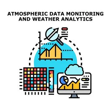 Monitoring atmospheric data and weather analytics concept Stock Illustration