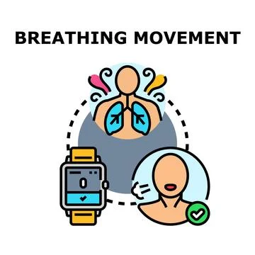 Monitoring breathing movement with wearable technology concept Stock Illustration
