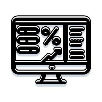 Monitoring business growth statistics on a computer dashboard Stock Illustration