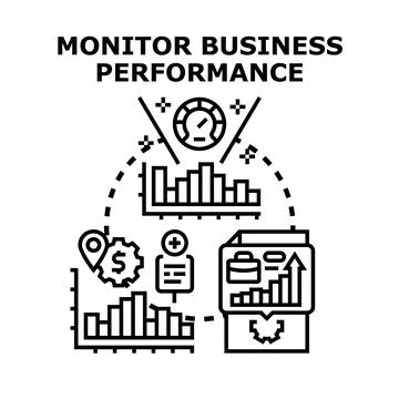 Monitoring business performance strategy via statistical data analysis Stock Illustration