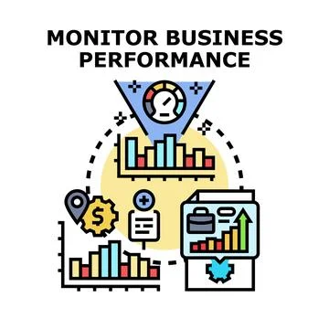 Monitoring business performance strategy via statistical data analysis Stock Illustration