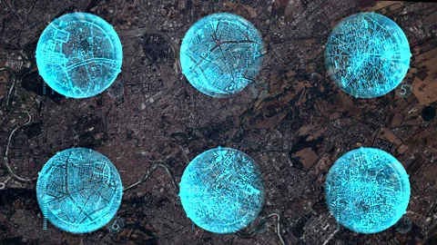 Monitoring city from space. City structure Stock Footage 172012553