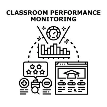 Monitoring classroom performance and student education progress 库存插图