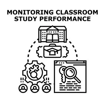 Monitoring classroom study performance concept illustration Stock Illustration