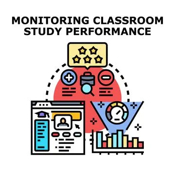 Monitoring classroom study performance progress and evaluation Stock Illustration