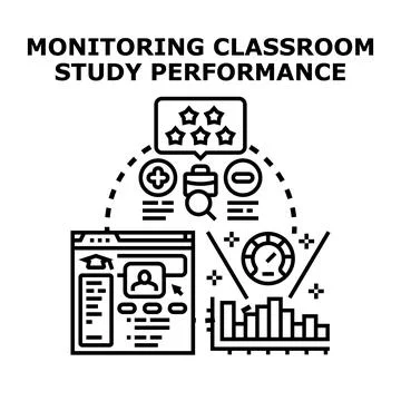 Monitoring classroom study performance progress and evaluation Stock Illustration