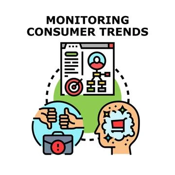 Monitoring consumer trends, consumer behavior and market research Stock Illustration