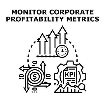 Monitoring corporate profitability metrics optimizing business strategy Stock Illustration
