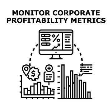 Monitoring corporate profitability metrics using digital data analysis Stock Illustration