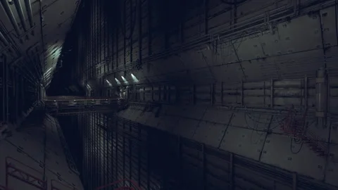 Monitoring corridor scene, Security passage with drone surveillance Stock Footage 334327080