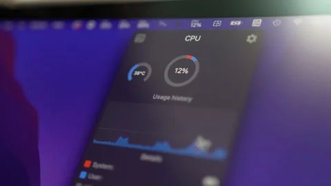 Monitoring the CPU Usage of a Laptop Computer Stock Footage 230207845