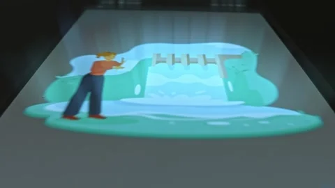 Monitoring the dam functioning, graphic presentation on smartphone Video stock 303632281