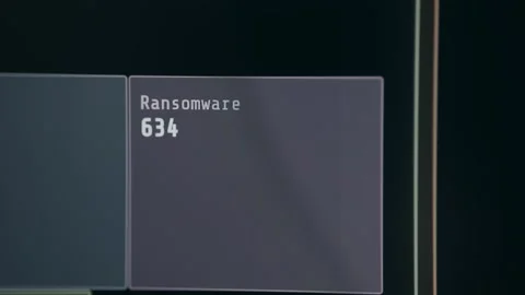 Monitoring dashboard counting detected Ransomware attacks Stock Footage 330665621