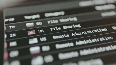 Monitoring dashboard of cyber threats in real time Stock Footage 330240719