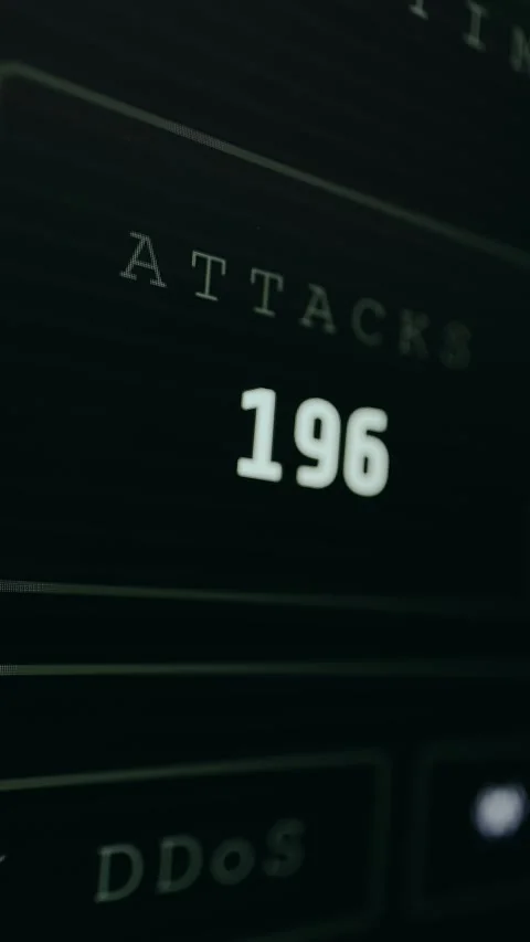 Monitoring dashboard tracking the number of detected cyber attacks Stock Footage 330664591