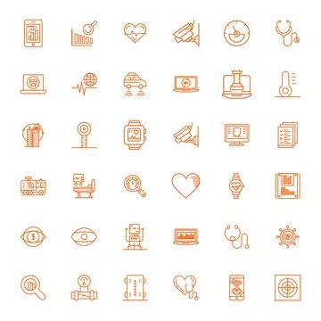 Monitoring Design Vector Icons featuring 36 Detail Enhanced Bold Line Style Stock Illustration