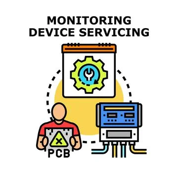 Monitoring device servicing concept vector illustration process Stock Illustration