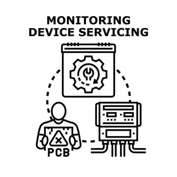 Monitoring device servicing concept vector illustration process Stock Illustration