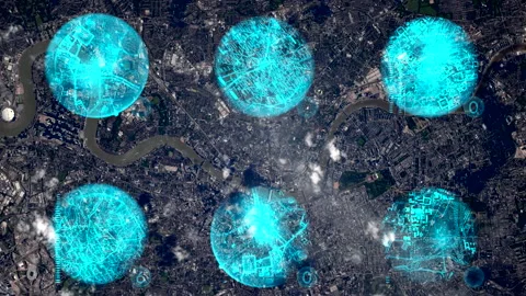 Monitoring Earth from space. Determining the coordinates Stock Footage 134769497