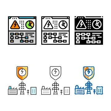 Monitoring electric grid color forms icon vector Stock Illustration