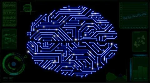 Monitoring an electronic brain Stock Illustration