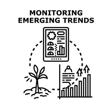Monitoring emerging trends in business analysis and growth Stock Illustration
