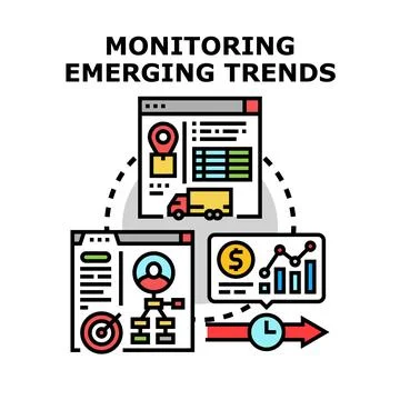Monitoring emerging trends process with business analytics data Stock Illustration