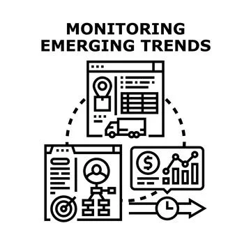 Monitoring emerging trends process with business analytics data Stock Illustration