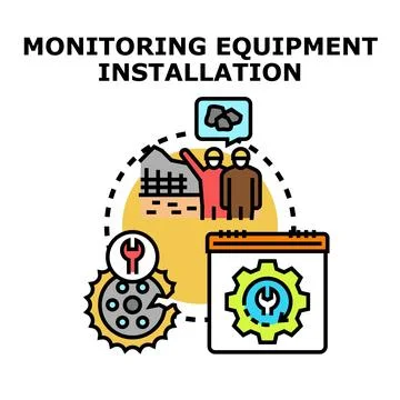Monitoring equipment installation process for industrial operations Stockillustratie
