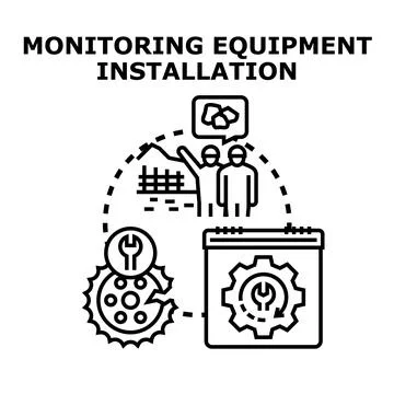 Monitoring equipment installation process for industrial operations Stock Illustration