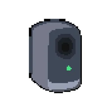 Monitoring facial recognition camera pixel art vector illustration Stock Illustration