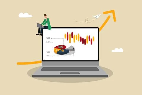 Monitoring financial markets, technical analysis for investment Stock Illustration