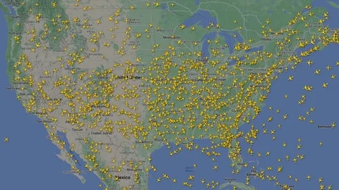 Monitoring flights over America Video stock 282309660