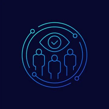Monitoring group icon, linear design Stock Illustration