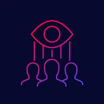 Monitoring group line icon on dark Stock Illustration