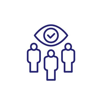 Monitoring group line icon with people Stock Illustration