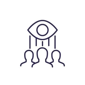 Monitoring group line icon on white Stock Illustration