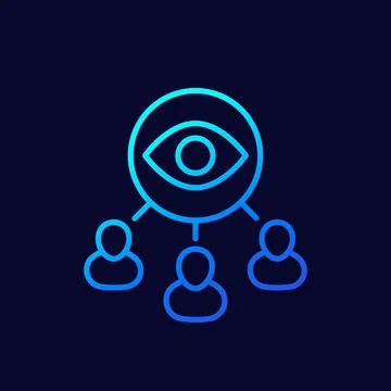 Monitoring group or observers line vector icon Stock Illustration