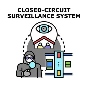 Monitoring home security with closed circuit surveillance system Ilustración de archivo