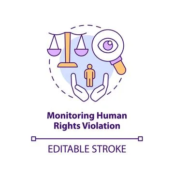 Monitoring human rights violation concept icon Stock Illustration
