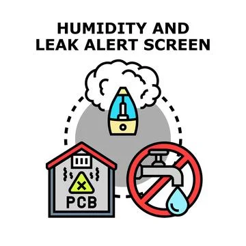 Monitoring humidity leak and pollution alert screen Stock Illustration