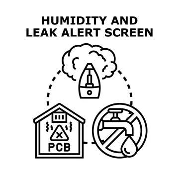 Monitoring humidity leak and pollution alert screen Stock Illustration