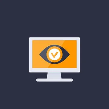 Monitoring icon, eye on computer screen Stock Illustration