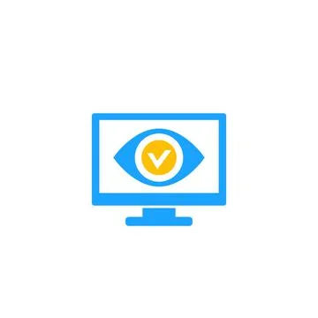 Monitoring icon, eye on screen Stock Illustration