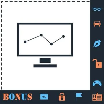 Monitoring icon flat Stock Illustration