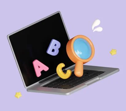 Monitoring icon. Search in internet web net, monitor laptop and magnifier glass Stock Illustration