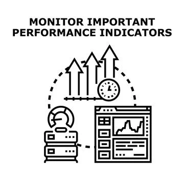 Monitoring important performance indicators for business improvement Stock Illustration